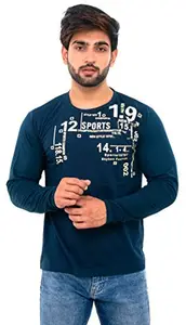 SKYBEN Full Sleeves Round Neck Tshirt for Men | Men's Fashion Apparel | Classic Fit T-Shirt | Long Sleeve Casual T-Shirt. Airforce