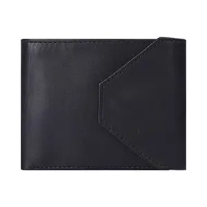 THE CLOWNFISH RFID Protected Genuine Leather Wallet for Men with Multiple Card Slots (Black)