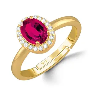 VFJ VIGHNAHARTA FASHION JEWELLERY Vighnaharta Valentine Red Solitaire Gold Plated Ring For women and Girls[VFJ1716FRG-RED]