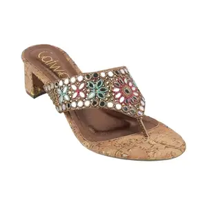 Catwalk Women Stylised Chunky Heels T-Straps 10925 (Copper-7)