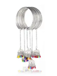 ZaffreCollections Stylish Silver Adjustable Bangle with Colorful Tassel