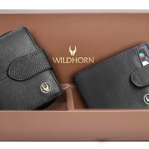 WildHorn® Leather Wallet for Men & Women | Wallet Combo for Men | Genuine Leather Purse | Premium Gift Box Edition | Gift Box for Birthday, Anniversary