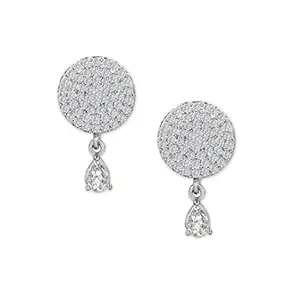 Accessher Delicate Silver Plated American Diamond Drop Earrings