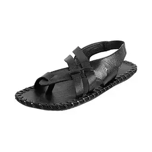 Metro Mens Leather Black Sandals (Size (8 UK (42 EU))