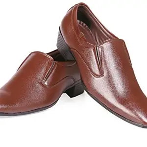 fasczo-Mens Height Increasing Formal Slip-on Shoes Brown