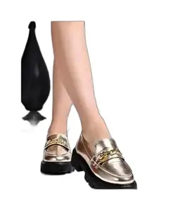 FF World Fashion World Women Black Stylish Shoes Loafers Chain Elegant Trend | Style 182 | IND - 4 FFW_974 FSWRS_578