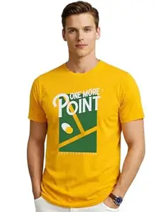 ADRO Tennis Printed T-Shirt for Men | Cotton Lycra | 180 GSM Regular Fit | Sports Casual Tee | Printed Tshirt for Men| Sports Stylish T Shirt