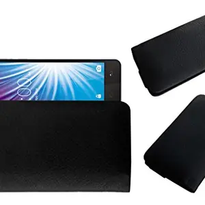 ACM Rich Soft Carry Case Compatible with Lava X50 Plus Mobile Handpouch Leather Cover Pouch Black