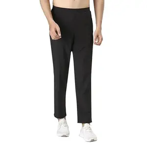 Generic Men's Stretchable Regular Fit Track Pants for Running, Gym Sports - Adult Men, Athletes, Active Lifestyle - Black - XL