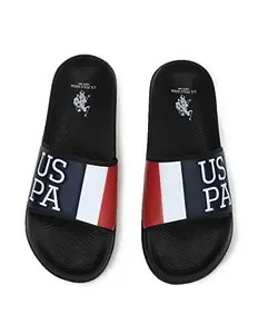 US Polo Association Men's Lacey Black Slide Sandal-8 UK (2FD21069Z)
