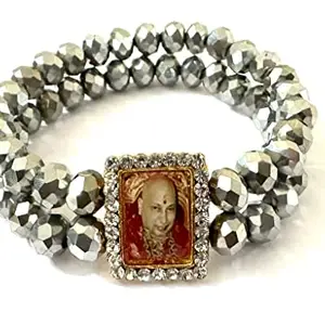 Jai Guru Ji |Positive Silver Sea Stone Bracelet with Jai Guruji Swaroop