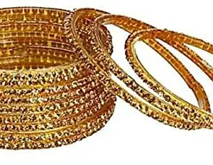 GLASS EMPIRE FASHION BANGLES SET FOR WOMEN & GIRLS (PACK OF 12) (2.8, GOLD)
