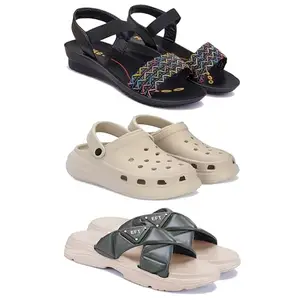 Women's Comfortable Sandal,Casual Lightweight Sandal for Everyday Wear | BT-(3-COMBO)-1932-OO1-1891-6-EURO-37