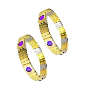 Bracotive Bio Magnetic Bracelet | Women-Men | 6 High Power Magnet | Stretchable Chain | Gift For Parents | Water Proof | Color Diamond | Free Size (purple)