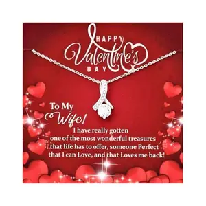 RAKVA 925 Sterling Silver Gift Wife Necklace, Necklace Pendant Cubic Zirconia Valentines Gift For Wife Most Wonderful Treasure