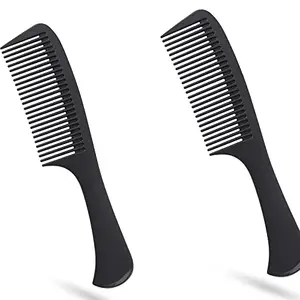 Feelhigh Professional Black Detangling Wide Tooth Comb with Handle - All type of hair usage