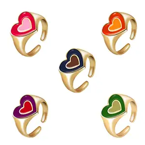 Jewels Galaxy Jewellery For Women Gold Plated Multicolor Heart Shaped Rings Set of 5 (JG-PC-RNG-927)