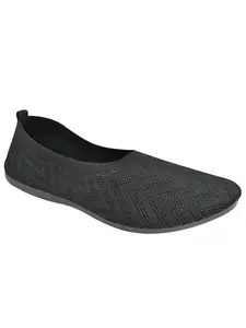 AJANTA Women's Slip-On Flat Ballerina Shoes for Casual Wear, Party and Formal Occasions Black