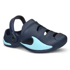 FEEL TIME Slip-On Clogs for Men | Adult | Classic Casual Clogs for Boys | Cushion & Bounce Sandles | Comfortable & Lightweight | Stylish, Anti-Skid Home Footwear | for Everyday Use (Navy & Sky, UK Footwear Size System, Adult, Men, Numeric, Medium, 7)