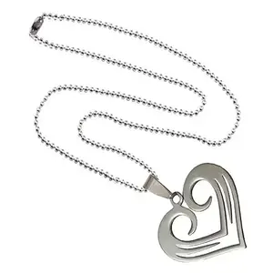 M Men Style Valentine Gift Romantic Heart Jewellery Silver Stainless Steel Pendant Necklace Chain Set For And Women MSDBPn011076