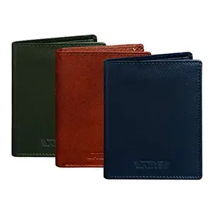 ABYS Brown Genuine Leather Wallet||Business Card Holder for Men & Boys Set of 3 (6603: DQ+HM+GR)