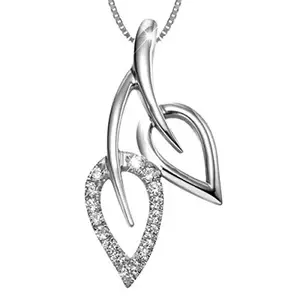 MYKI Classy Double Leaves Pendant for Women & Girls (Silver)