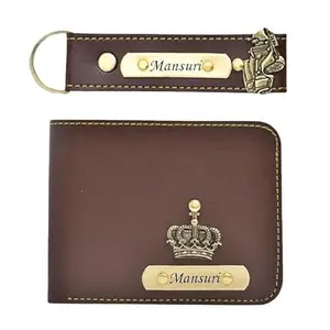 The Unique Gift Studio Leather Men's Wallet and Keychain Combo Pack for Gift/Combo Set - Brown 11