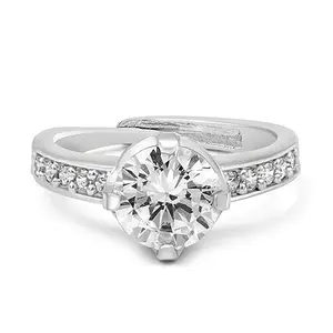 Zarkan 925 Hallmark (Adjustable) and Certified Silver Elegant Solitaire Ring | Rhodium plated | With certificate of Authenticity