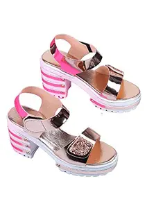 WalkTrendy Womens Synthetic Rosegold Sandals With Heels - 5 UK (Wtwhs295_Rosegold_38)