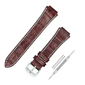 Lineon 18mm Premium Leather Watch Strap Cut Pattern Specially Compatible With CASIO Royale AE-1200WH AE 1200 WH with Tool