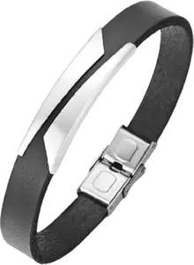 STYLE KRAFT-Jewellery STYLE KRAFT Stainless Steel Silver Bracelet Leather Bracelets for Men Accessories Leather Silicone Bracelet for Men Women Valentine's Day Birthday Gift