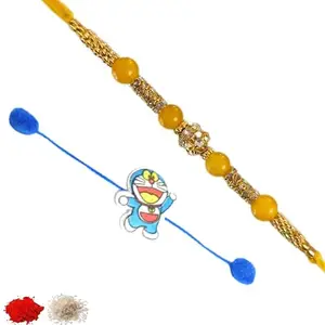 Rakhiya.com Designer Rakhi set of two, Multicolour rakhi, combo of two (set of 2), With Roli Chawal Packet 0218