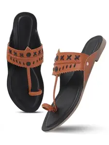 TRYME Comfortable Kholapuri Slip-On Flat Sandals For Womens And Girls