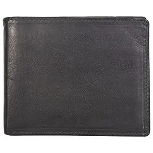 LMN Genuine Leather Black Men Wallet 53_777(6 CC Card Slots)