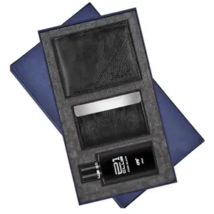 Relish Mens Combo Wallet, Card Holder with 21 Club Perfume Gift Box | Gift Hamper for Brother, Husband and Boyfriend