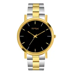 TMX Men Black Analog Round Brass Dial Watch- TM0TG8709T