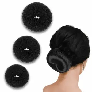 Hair Donut Bun Maker Set, 3 Sizes (Small, Medium, Large), Black, Professional Styling Accessory
