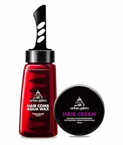 Urbangabru Hair Comb Aqua Wax (260 ML) & Hair Growth Cream for Hair Growth & Scalp Nourishment (100 GM) - Mens Grooming Combo Kit