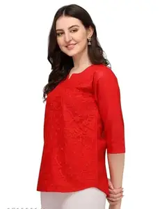 Women's Western Regular Printed top (in, Alpha, M, Red)