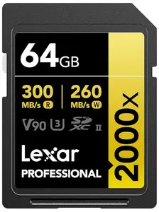 Lexar Professional 2000x 64GB SDXC UHS-II Card, Up to 300MB/s Read (LSD2000064G-BNNNU) price in India.