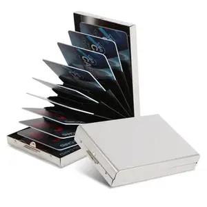 Stealodeal RFID Blocking Silver Stainless Steel Debit/Credit/ATM 10 Slot Card Holder for Mens & Women