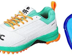 DSC Jaffa 22 Cricket Shoes for Mens UK-10 Sea Green/Fluro Orange & DSC 1500428 Attitude Cricket Abdominal Guard Men, Multicolour