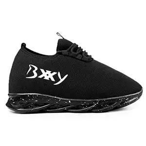 YUVRATO BAXI Men's 3 Inch Hidden Height Increasing Black Casual Sports Running, Walking Shoes.- 9 UK