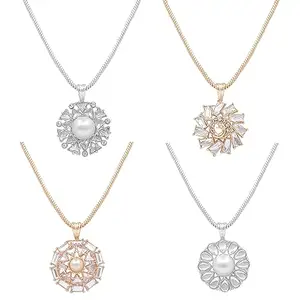 SAIYONI Combo Of 4 Glamourous Orbit Delicated Pendant With Chain For Women & Girls | Silver & Rose Gold