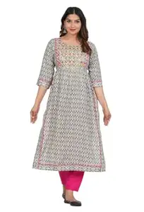 LeWear Women's Stitched Straight Naira Cut Kurti and Pant, Elegant Rayon Kurta, Stylish Design for Daily, Office, Festive & Casual