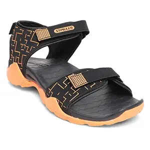 PARAGON Blot Men Stylish Velcro Sandals | Comfortable Sporty Sandals for Daily Outdoor Use | Casual Athletic Sandals with Cushioned Soles Orange