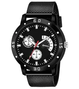1175|Black Dial PU Strap Stylish Analog Watch for Men-Roman/BRONW