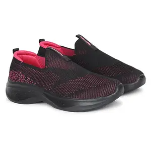 Aqualite Galaxy-02 Casual Shoes for Women Stylish, Comfortable Ladies Footwear for Walking, Travel, Office, Shopping | Mesh Slip-On, Foam EVA Sole, No Heel Black Royal Pink Size-5