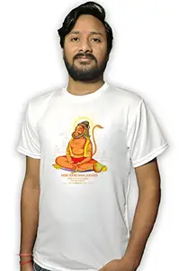 Aisehi Gift Store Customized White Hanuman Jayanti Polyester Round Neck T-Shirt (XX-Large)