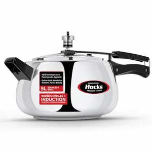 Hocks Curve Stainless Steel Induction Base Pressure Cooker with Inner Lid Fuel Efficient Sandwich Base Cooker (Silver) (5L) price in India.